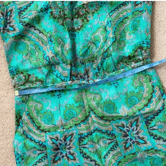 J Crew Rock The Casbah Romper 100% Silk Shorts One Piece Short Sleeve Green Sz 4 - Picture 8 of 15